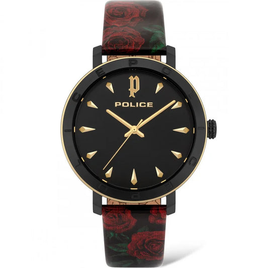 Police PL16033MSBG.02 watch for women with a black dial and stainless steel strap.