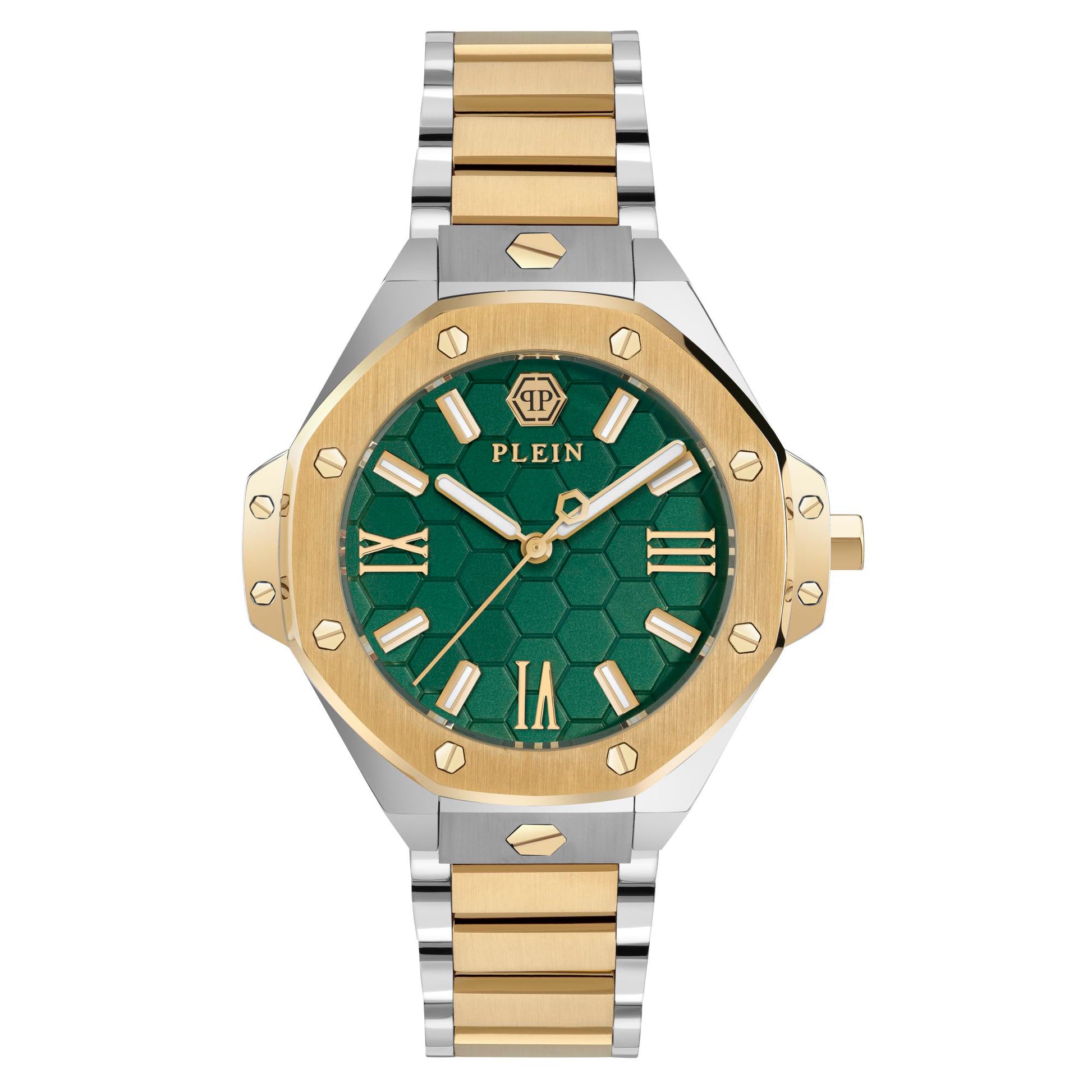 Philipp Plein PWBDA0724 watch for women with a green dial and stainless steel strap.