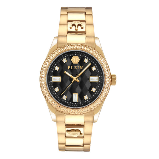 Philipp Plein PWCDA0624 watch for women with a black dial and stainless steel strap.