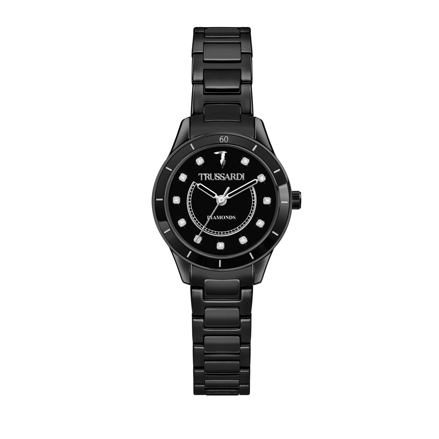 Trussardi R2453151501 watch for women with a black dial and metal strap.