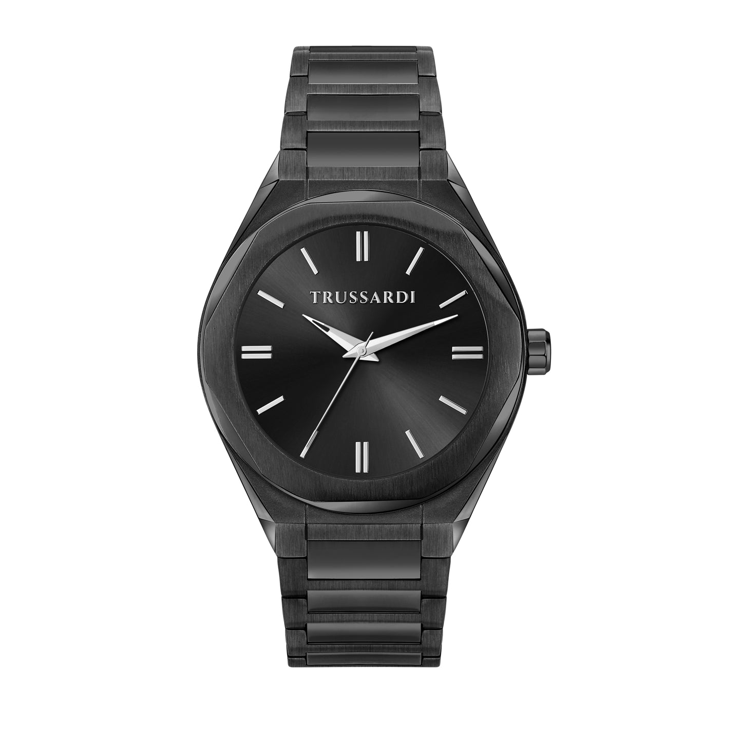 Trussardi R2453156005 watch for man with a black dial and metal strap.