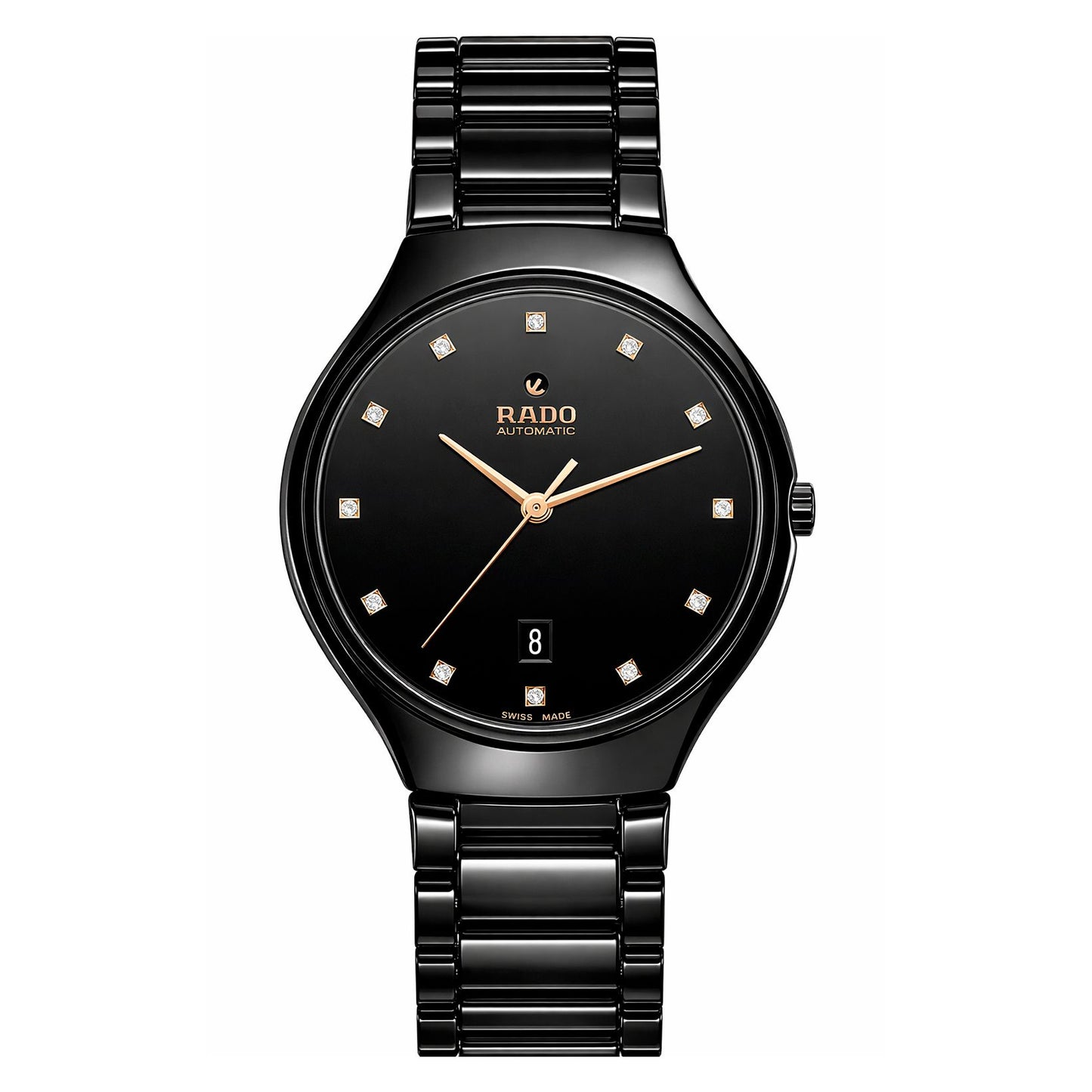Rado R27113722 watch for unisex with a black dial and stainless steel strap.