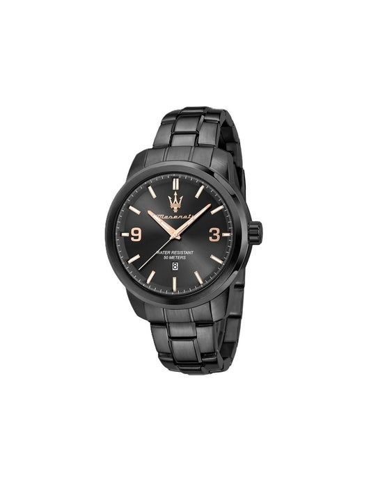 Maserati R8853121010 watch for man with a black dial and stainless steel strap.