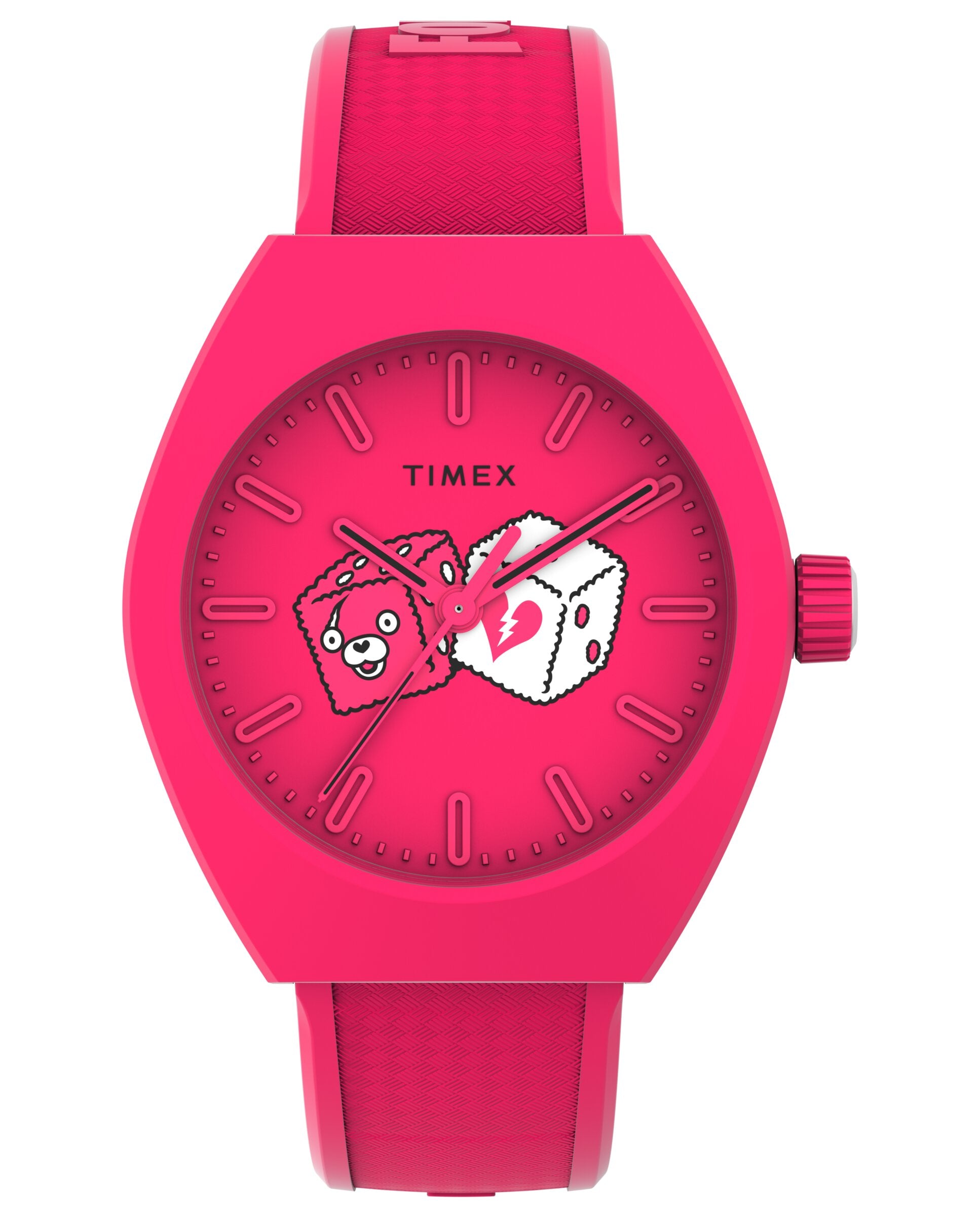 Timex TW2W96800 watch for man with a pink dial and rubber strap.