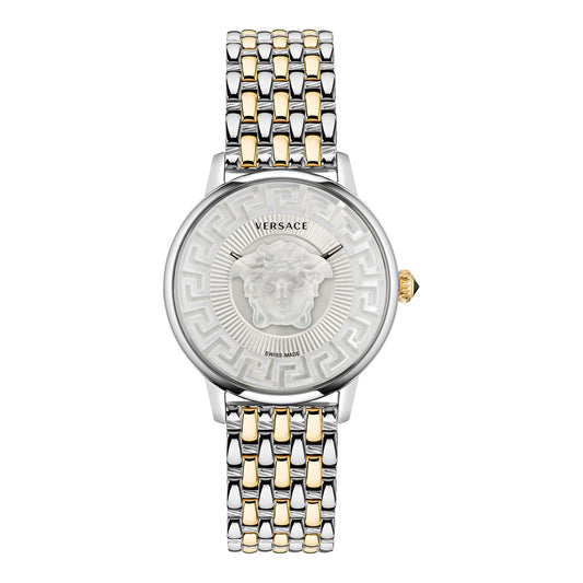 Versace VE6F00423 watch for unisex with a grey dial and stainless steel strap.
