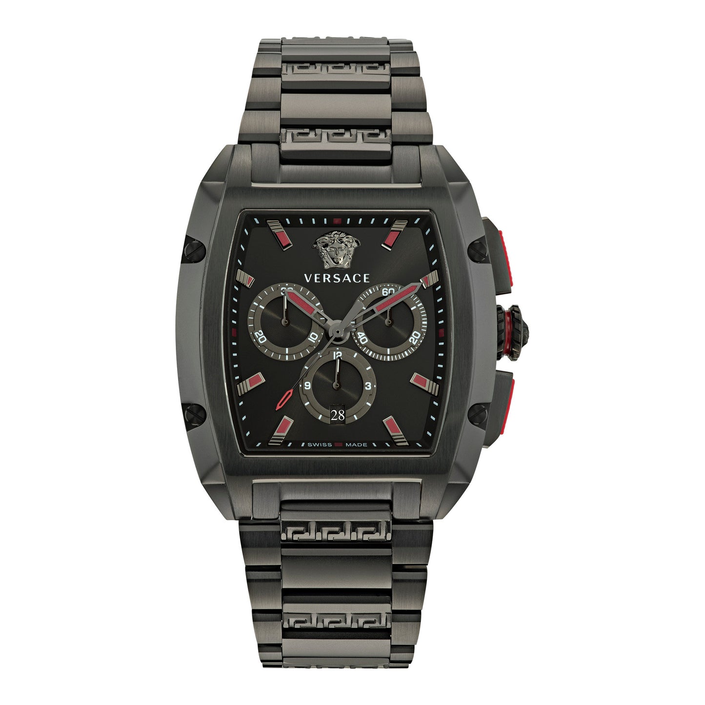 Versace VE6H00623 watch for man with a black dial and stainless steel strap.