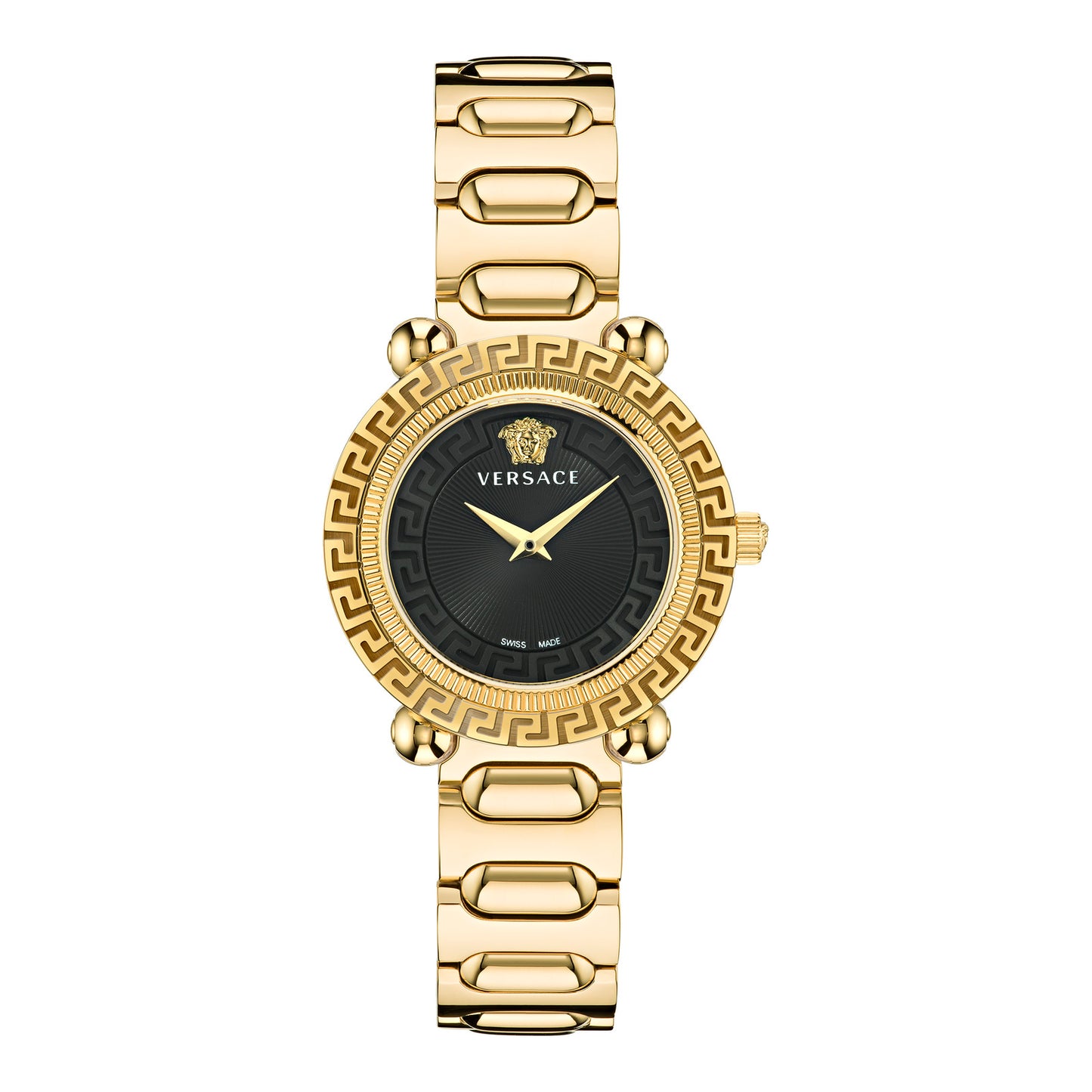 Versace VE6I00523 watch for women with a black dial and stainless steel strap.