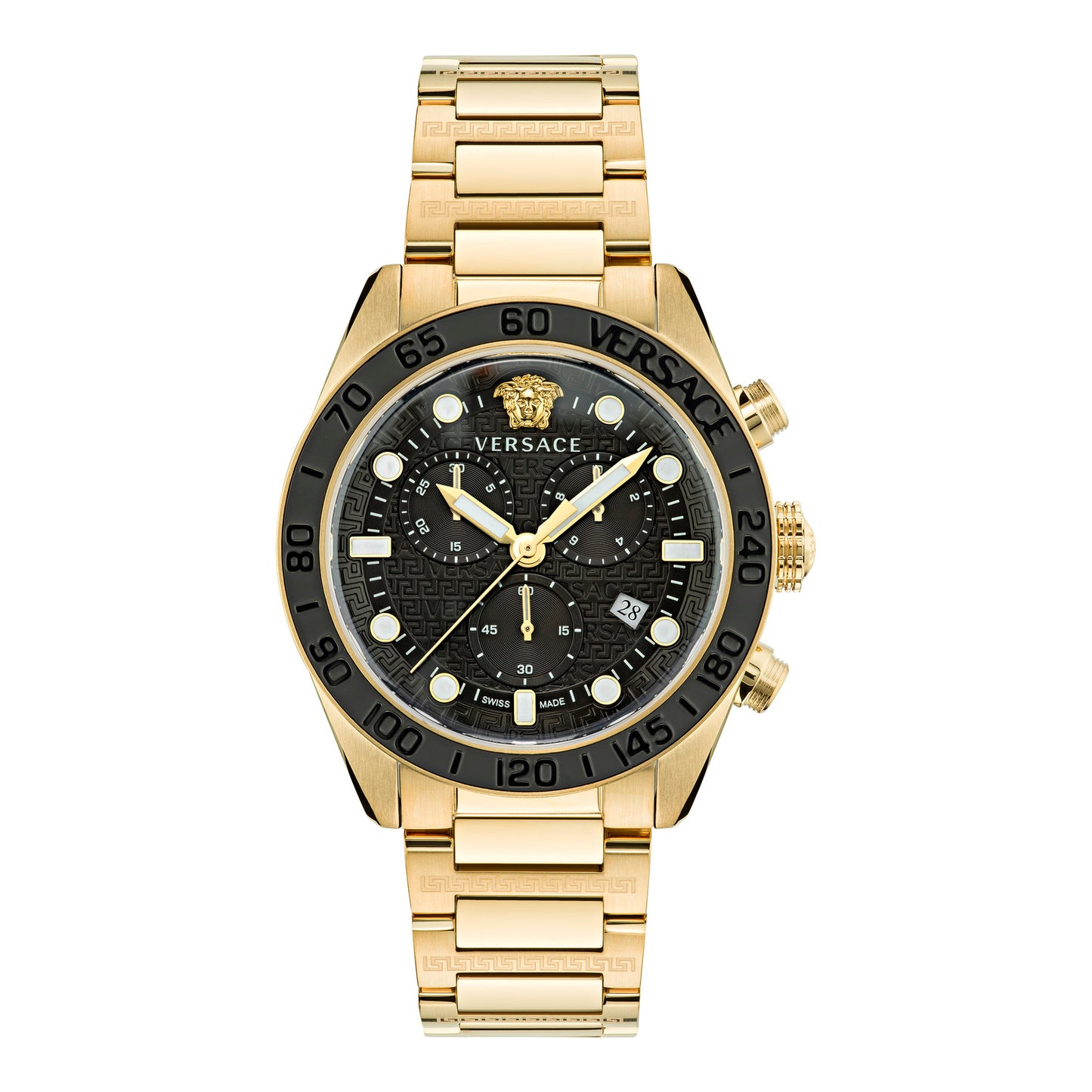 Versace VE6K00523 watch for man with a black dial and stainless steel strap.