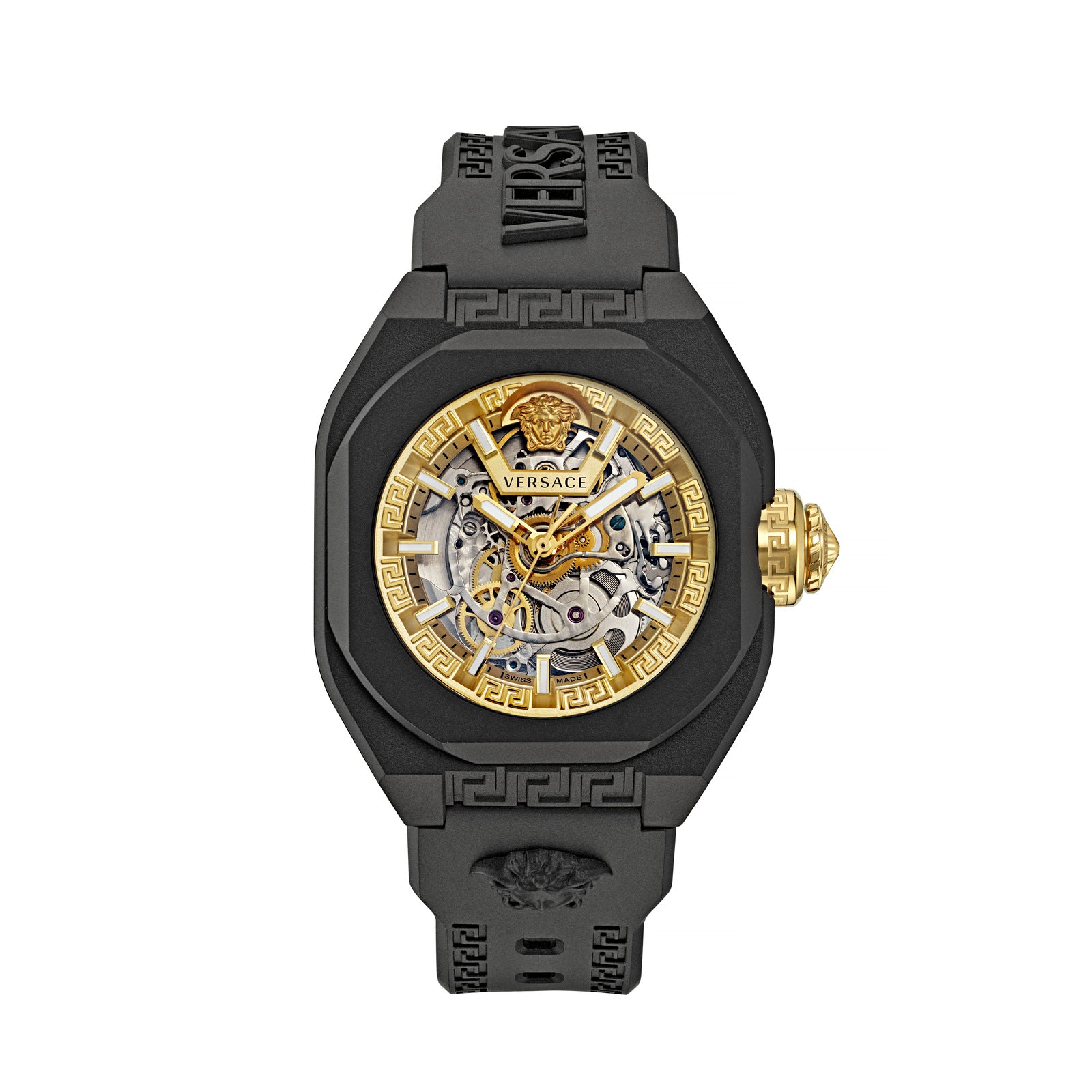 Versace VE7L00123 watch for man with a multicolored dial and silicone strap.