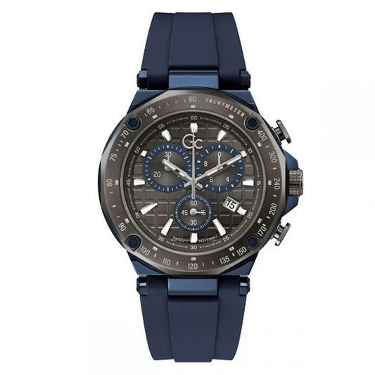 Gc Y81006G5MF watch for man with a grey dial and silicone strap.