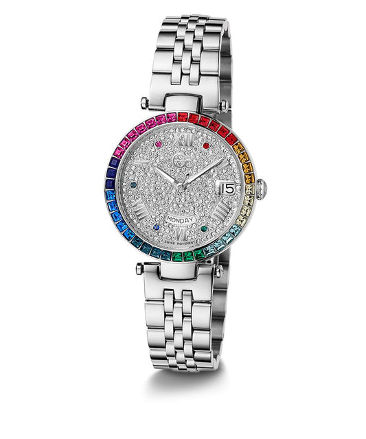 Gc Z01012L1MF watch for women with a grey dial and stainless steel strap.
